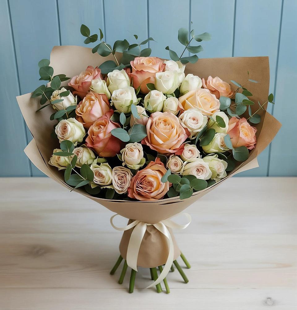 Букет цветов из: Альстромерии и Розы в Хоста