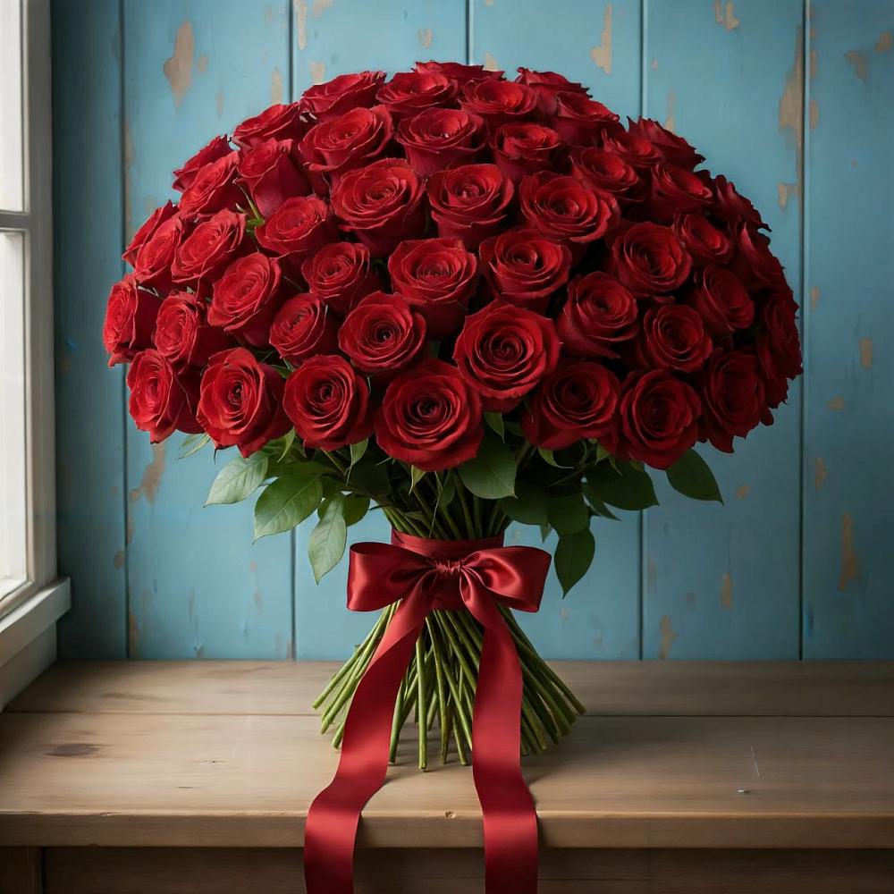 Букет Красные розы Блэк Меджик в Хоста