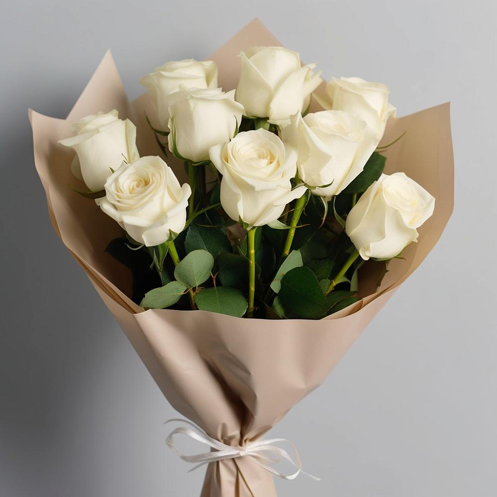 Букет 9 Белых роз Эдлесс Лав в Хоста