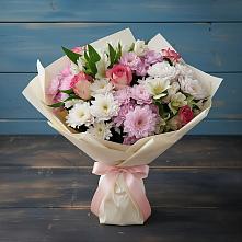 Букет цветов из:  Хризантемы, Альстромерии и Розы в Хоста