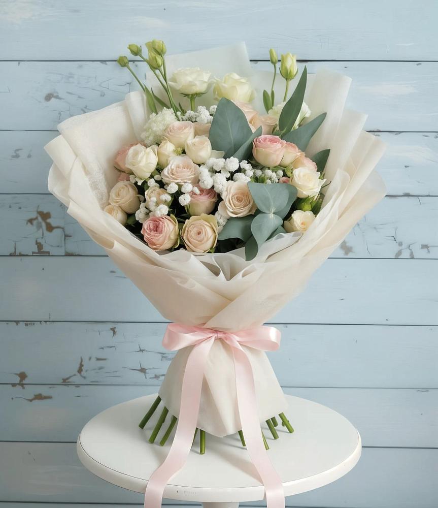 Букет цветов из: Розы и Лизиантусы в Хоста